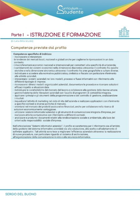 Il Curriculum dello Studente 06 Esempio di un curriculum dello Studente 06